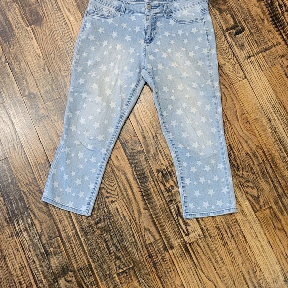 New York & Company Denim - Light Wash Denim Capri Jeans With White Stars
